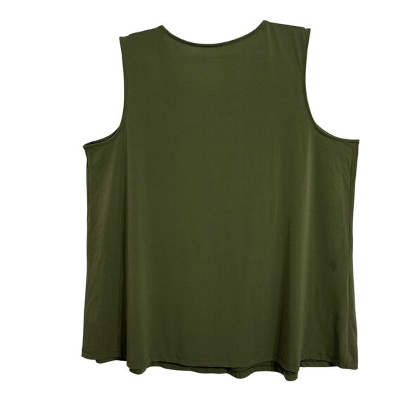 Catherines Womens Plus Size Olive Green Tank Top 1X 18/20W Capsule Foundation - Picture 2 of 7